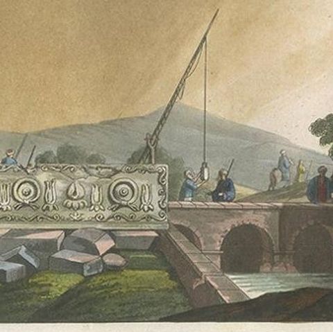 Antique Print of Tombs and Sarcophages by Ferrario '1831', close-up 1