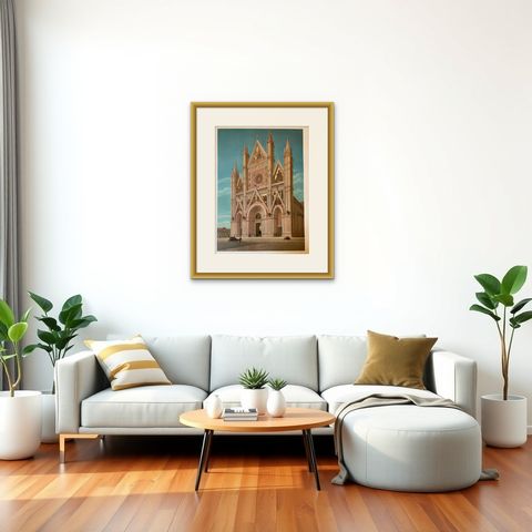 Large Polychrome Masterpieces of Monumental Art in Italy 'V to XVI Century' 1883, shown framed in a room, true to size