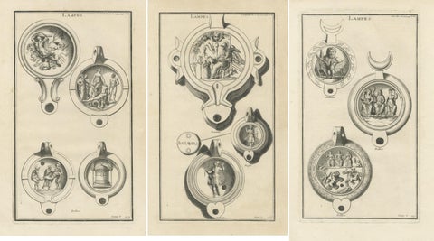 Original Classical Lamp Engravings: Montfaucon's Collection, Published in 1722, view 5