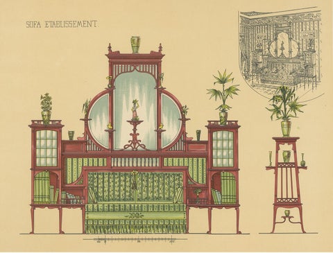 Antique Print of a Sofa and Furniture by Kramer, circa 1910, view 2
