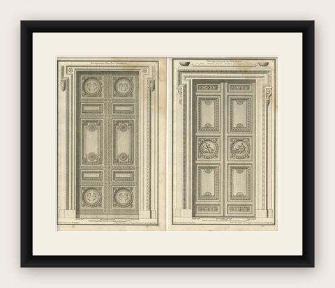 Set of Two Antique Archicture Prints of Portico Designs by Neufforge, circa 1770, shown framed