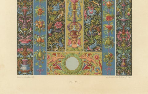 Renaissance Decorative Borders & Panels, Richly Colored Grotesques, 1869, close-up 3