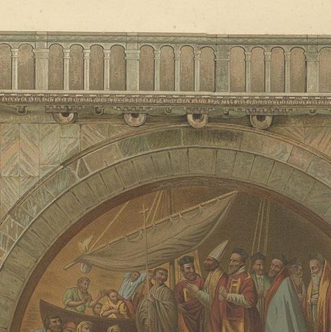 Pl. 7 Antique Print of the Portal of San Clemente of the Basilica of San Marco, close-up 1
