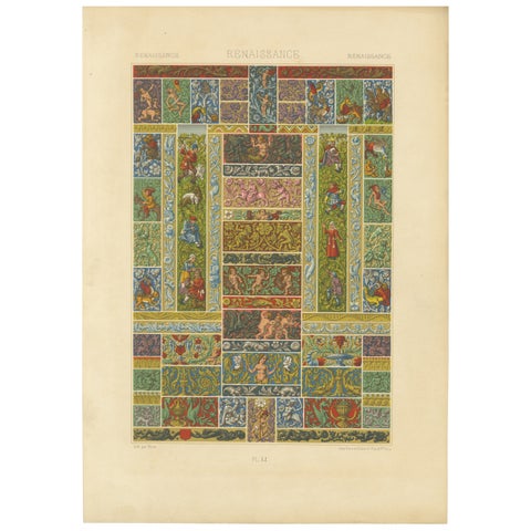 Renaissance Decorative Friezes, Grotesques, Cherubs & Heraldry, Plate LI, 1869