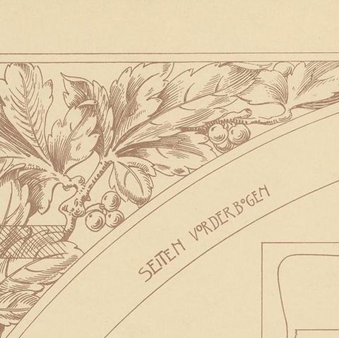 Pl. 74 Antique Print of Furniture Details by Kramer, circa 1910, close-up 1
