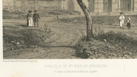 Basilica of Santa Croce in Gerusalemme, Rome, Benoist 1869 Lithograph, close-up 5