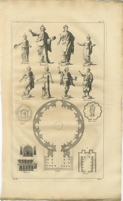 Antique Roman Sculpture Engravings, Set of 3, Montfaucon, 1721, view 4