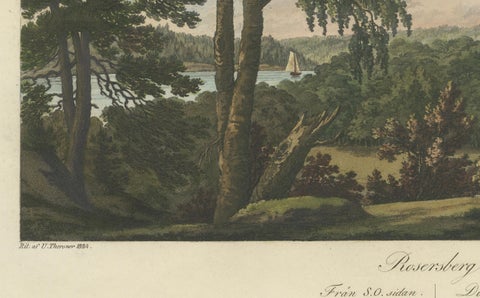 Pastoral Elegance: Ulrik Thersner's 1824 Aquatint of Djursholm Castle, close-up 1