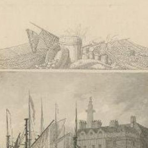 Antique Print of Billingsgate in London, by Tombleson, circa 1834, close-up 1