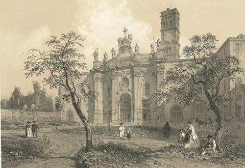 Basilica of Santa Croce in Gerusalemme, Rome, Benoist 1869 Lithograph, close-up 2