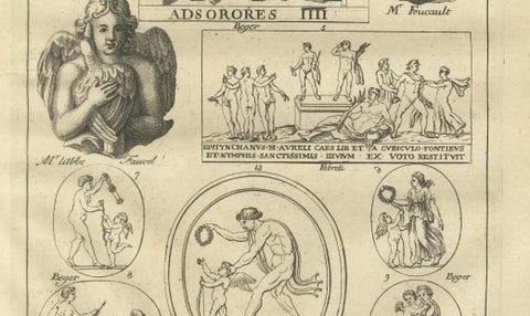 Classical Putti and Three Graces Engraving, Montfaucon Antiquité Expliquée 1721, close-up 4