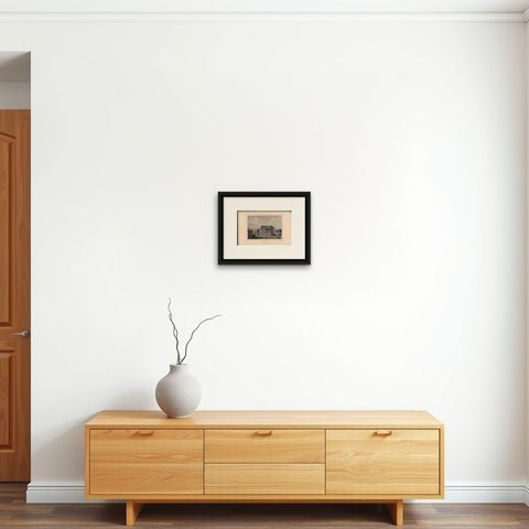Antique Print of the City Hall of Groningen in The Netherlands, 1858, shown framed on a wall, true to size