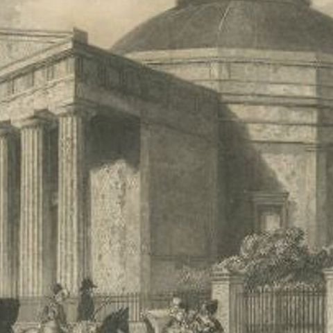 Antique Print of the London Colosseum, c.1840, close-up 1