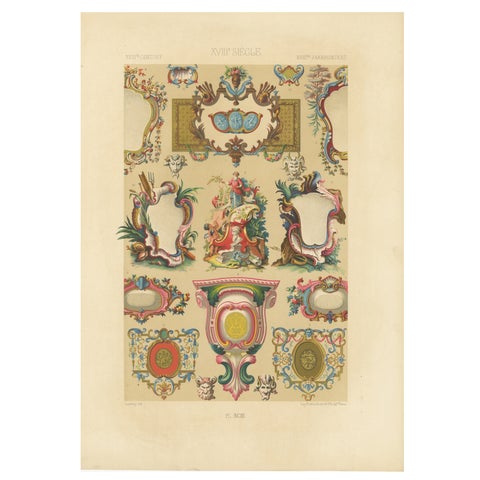 18th Century Rococo Cartouches and Decorative Frames, French Ornament, ca.1869