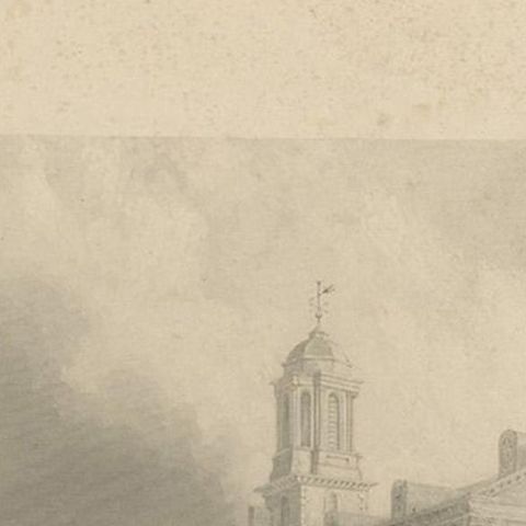 Antique Print of Faneuil Hall in Boston, circa 1860, close-up 1