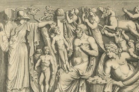 Double Bacchic Frieze, Classical Mythological Relief, Montfaucon Engraving 1721, close-up 4