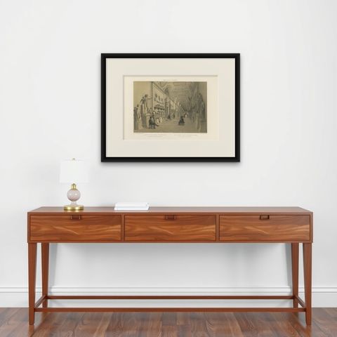 Rome Vatican Gallery, Classical Sculpture Interior, Benoist 1869, shown framed on a wall, true to size