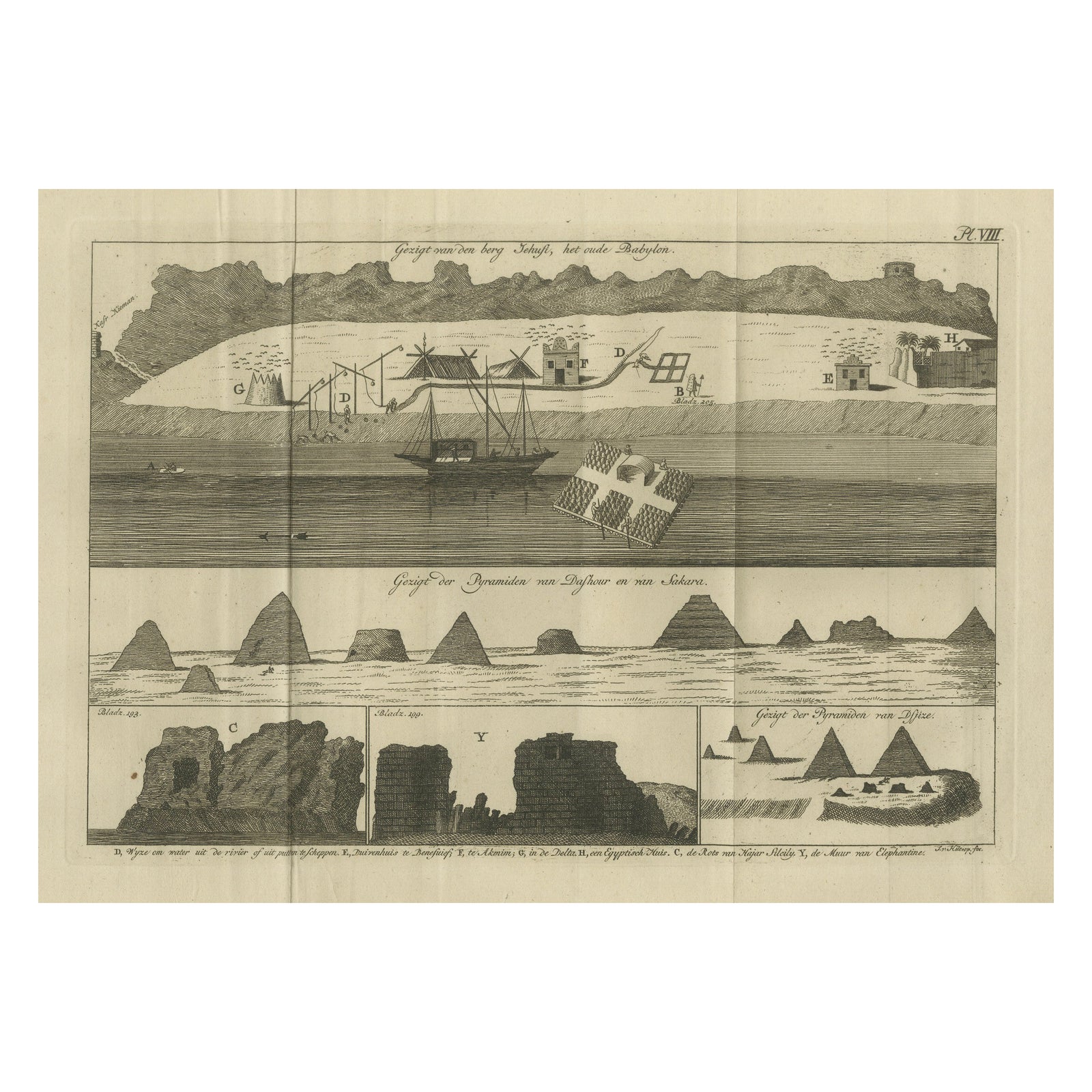 Views of Saqqara, Dahshur, and Thebes Pyramids with Ancient Babylon, c.1710