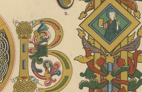 Celtic Manuscript Illumination Print by H. Dolmetsch, Germany ca. 1887, close-up 3
