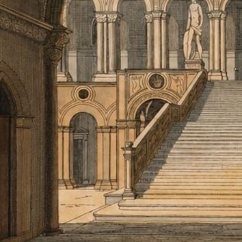 Three Antique Venetian Interior & Architectural Views, c.1845, close-up 1