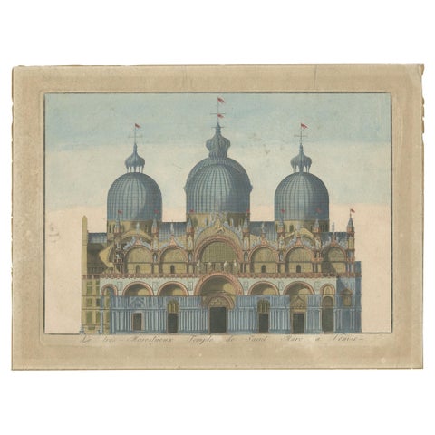 Antique Print of St Mark's Basilica in Venice 'c.1800'