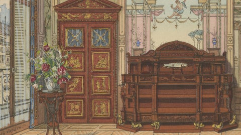 Pompeian Elegance: A Grand Neoclassical Dining Room Interior, 1900, close-up 3