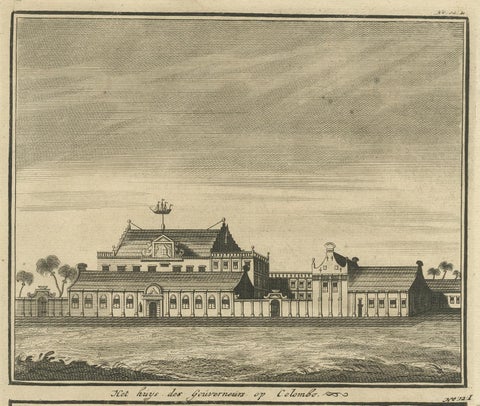 Antique Print of the Governor's House in Colombo by Valentijn, 1726, view 3