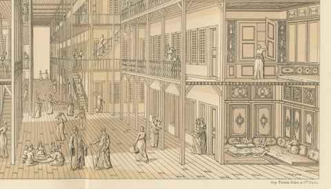 Ottoman Harem Interior Lithograph, Constantinople, Melling, Paris c.1888, close-up 3