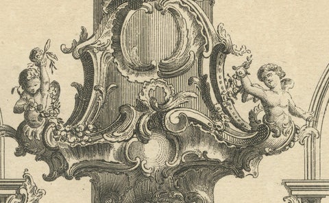 Architectural Print of a Rococo Pulpit Elevation on a Corinthian Column, ca.1740, close-up 2