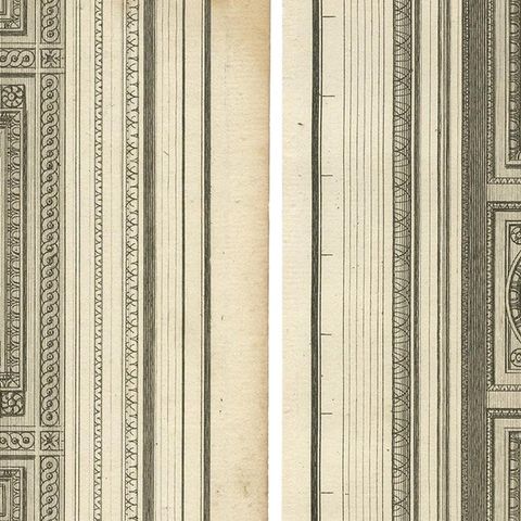 Set of Two Antique Archicture Prints of Portico Designs by Neufforge, circa 1770, close-up 2