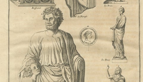 Antique Roman Sculpture Engravings, Set of 3, Montfaucon, 1721, close-up 1