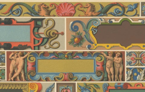 16th Century Renaissance Borders, Ornamental Panels, Plate LXXI, 1869, close-up 4