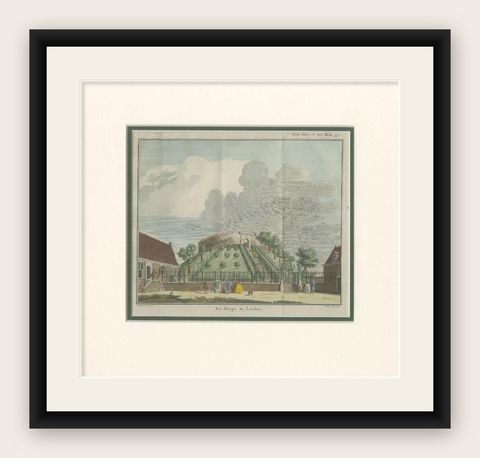 Antique Print of Leiden Castle in the Netherlands, circa 1765, shown framed