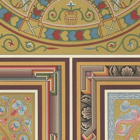 Pl. 39 Antique Print of Greek Motifs from Architecture by Racinet, circa 1890, close-up 1