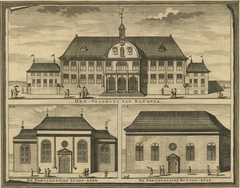 Antique Print of the City Hall of Batavia 'Indonesia' by F. Valentijn circa 1725, view 2