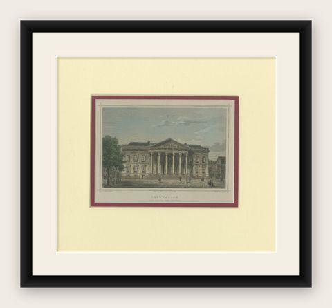 Antique Print of the Palace of Justice in Leeuwarden by Terwen, 1858, shown framed