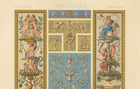 Renaissance Ornament Panel with Mythological Figures & Scrollwork, ca. 1869, close-up 2