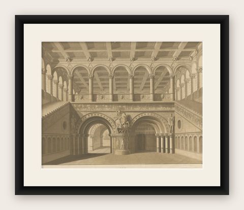 Architectural Elegance: Schinkel's Stairhall, Circa 1874, shown framed