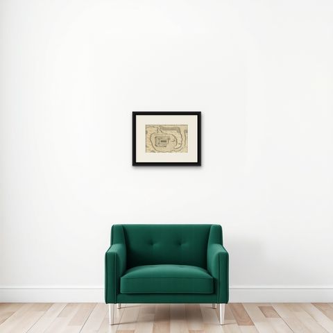 The Ground Plot of the Castle of Carrigafoyle, County Kerry, Ireland, 1890, shown framed on a wall, true to size