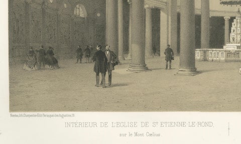 Interior of Santo Stefano Rotondo, Rome, Benoist 1869 Lithograph, close-up 4