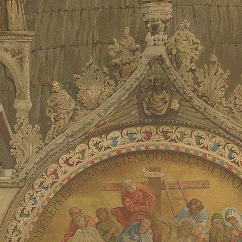 Antique Print of the Portal of Sant'Alipio of the Basilica of San Marco, 1881, close-up 2