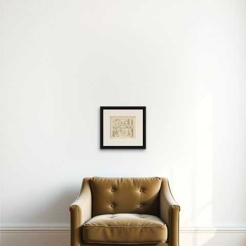 Pl. 30 Antique Print of Asiatic Decorative Objects by Racinet, 'circa 1880', shown framed on a wall, true to size