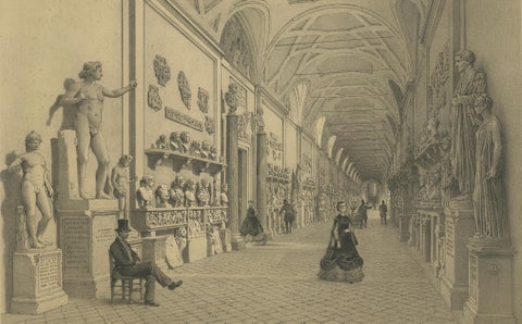 Rome Vatican Gallery, Classical Sculpture Interior, Benoist 1869, close-up 2