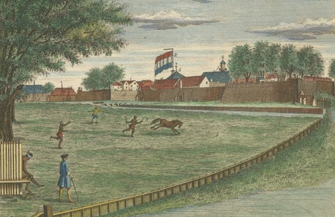 Batavia Castle and Parade Ground, Hand-Coloured Engraving by J.W. Heydt, 1738, close-up 5