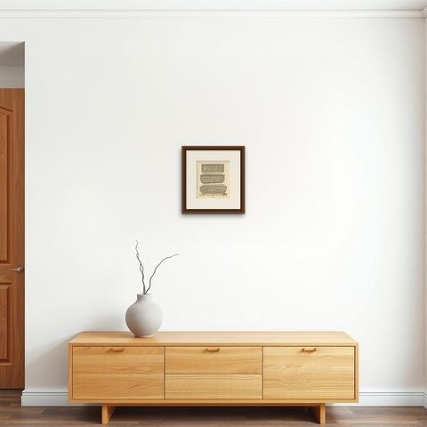 Pl. 53 Antique Print of European 16th Century Furniture by Racinet, circa 1880, shown framed on a wall, true to size