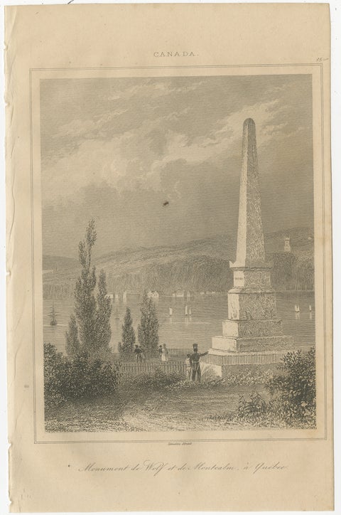 Antique Print of Wolfe and Montcalm Monument, Quebec, Canada, c.1850, view 2