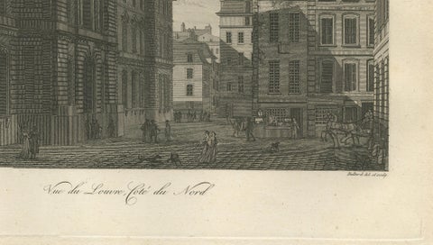 Antique Louvre Architectural Views Engraving, Baltard Paris 1803, close-up 3