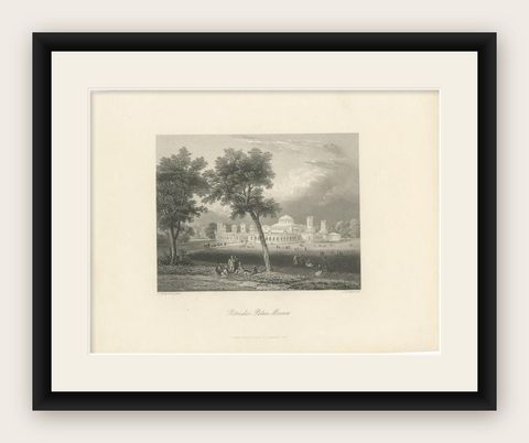 Antique Print of Petrovsky Palace in Moscow, Russia, circa 1850, shown framed