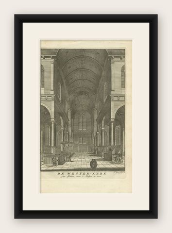 Antique Print of the Interior of the 'Westerkerk' by Goeree, 1765, shown framed