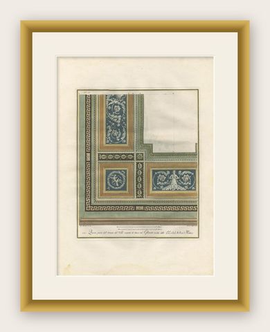 Antique Architecture Print of Ornaments 'Tav. VI' by Albertolli, shown framed